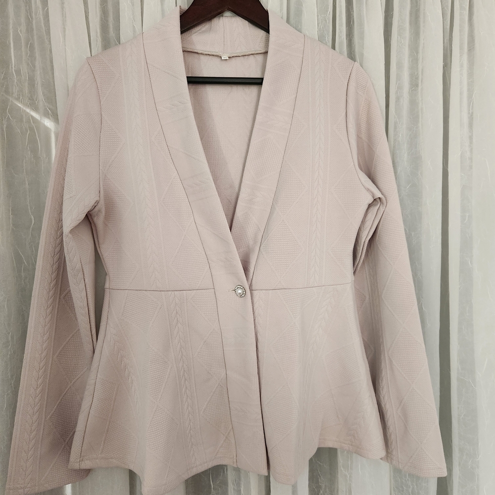 Women's Size XL Cream Lightweight V-Neck Blazer Stylish Elegant Formal EUC